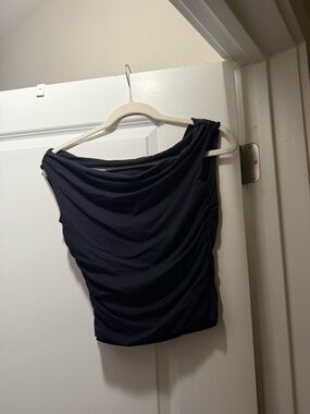 Abercrombie & Fitch Asymmetrical Top – Modal Blend – Black – Size S